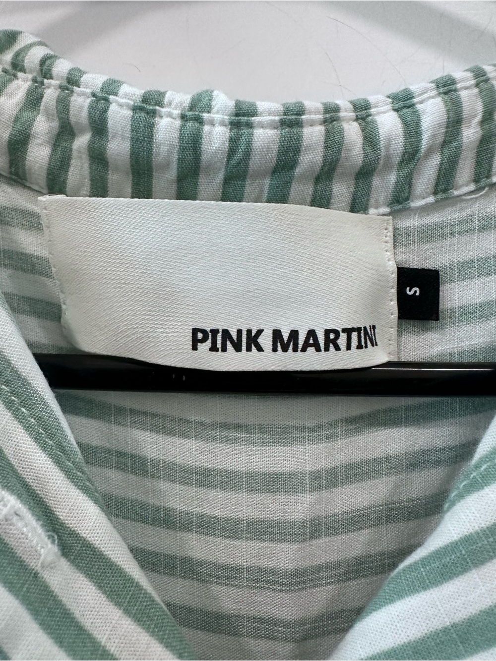 Pink Martini Mint Green and White Striped Sleeveless Button-Down Top - Picture 4 of 5